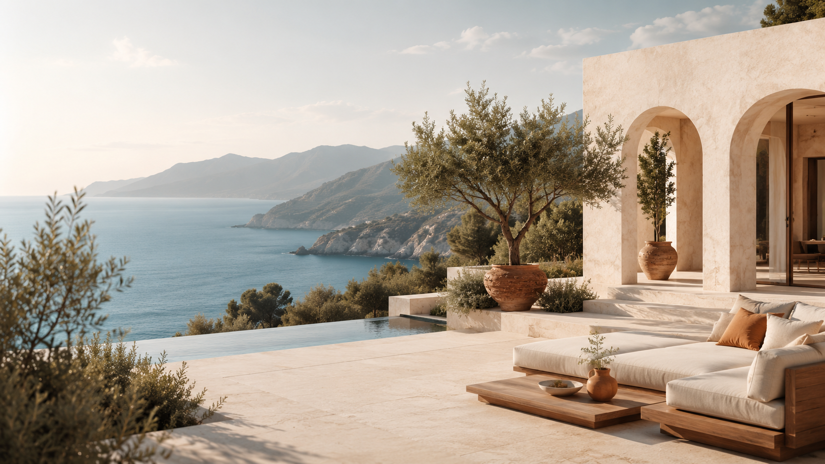 Mediterranean luxury holiday villa overlooking the sea